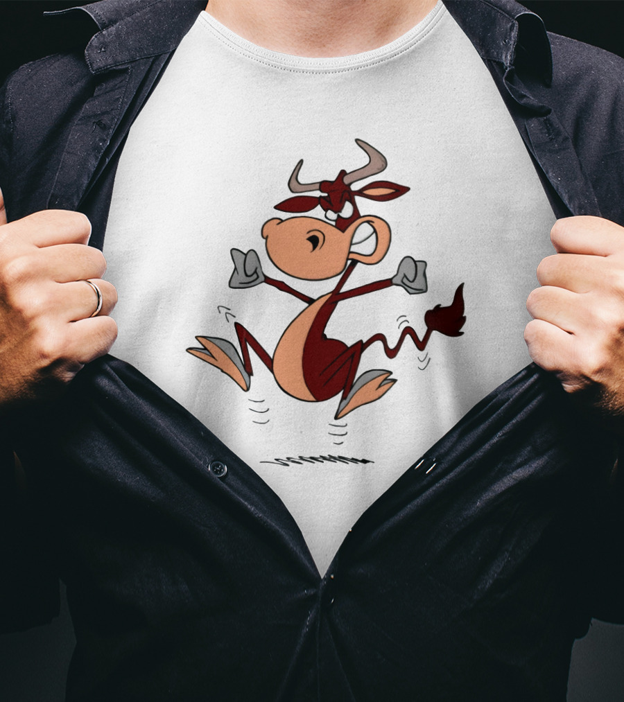 CowFartt Cartoon Jumping Angry Bull T-Shirt