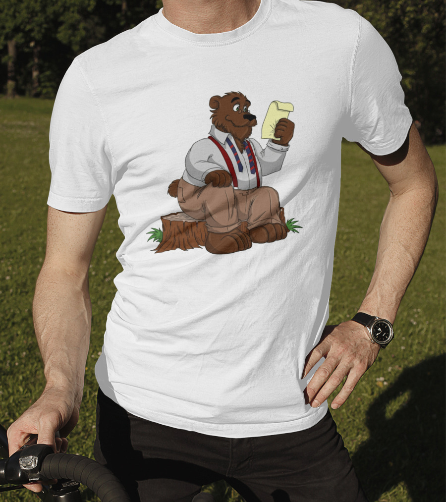 Papa Bear Reading Note Iconic Cartoon T-Shirt