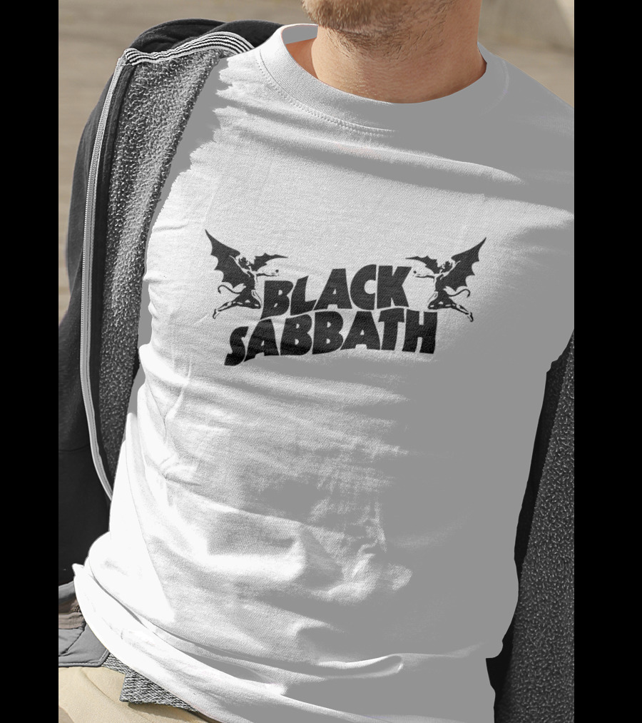 Black Sabbath Logo With Flying Demon Figures T-Shirt