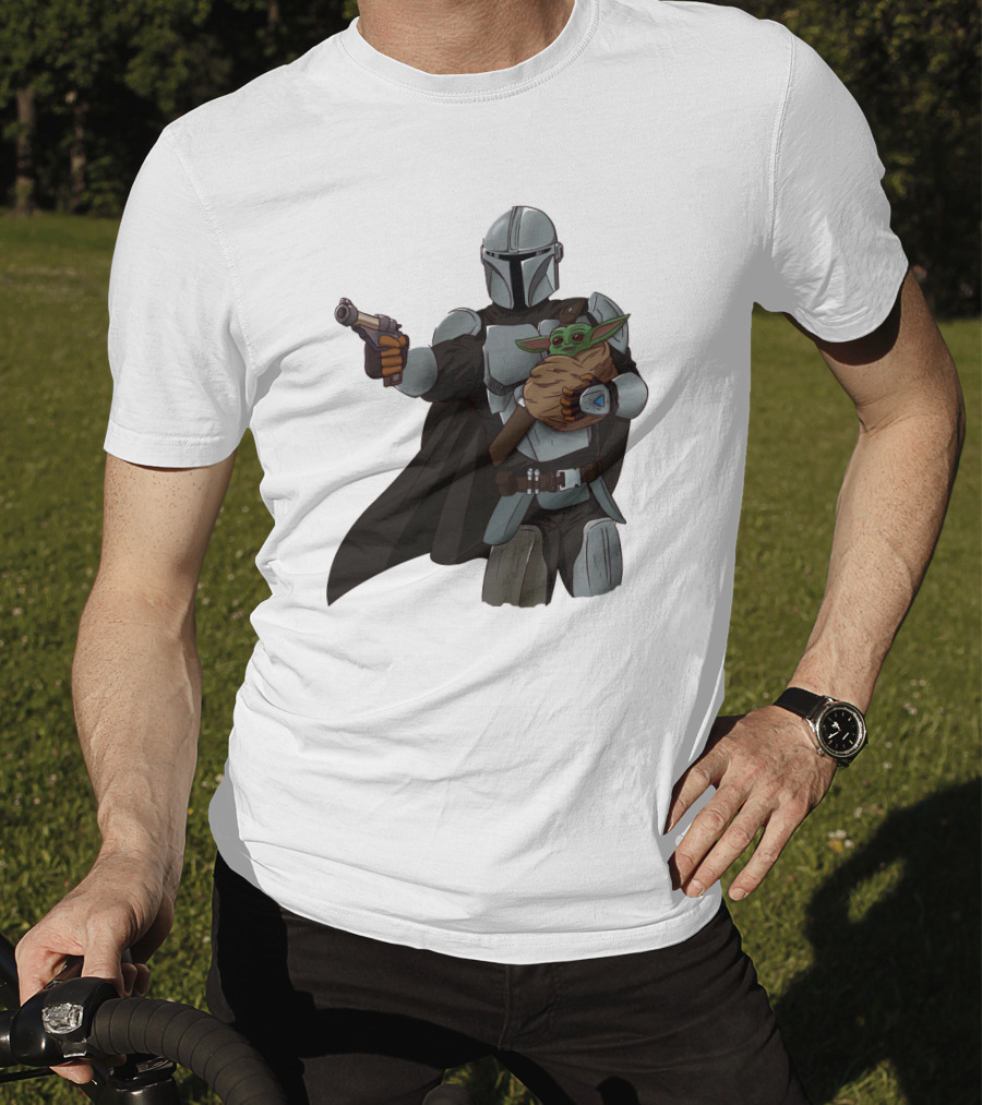 Dadalorian Star Warrior Protector With Child Alien Sidekick T-Shirt