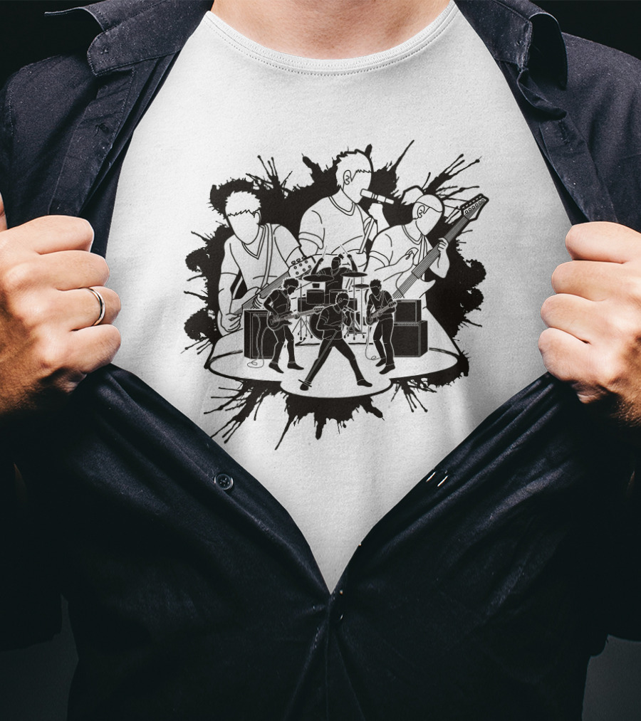 Band Performers Silhouette With Instruments And Amplifiers T-Shirt