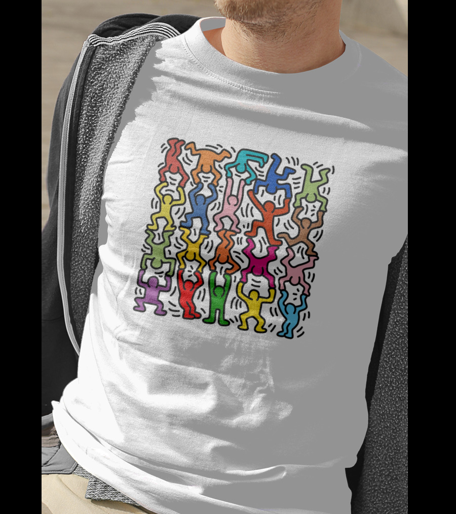 Keith Haring Multicolored Dancing Figures T-Shirt