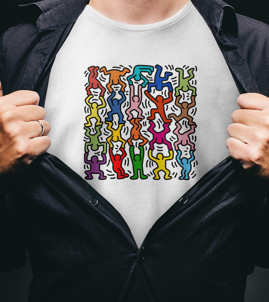 Keith Haring Multicolored Dancing Figures T-Shirt