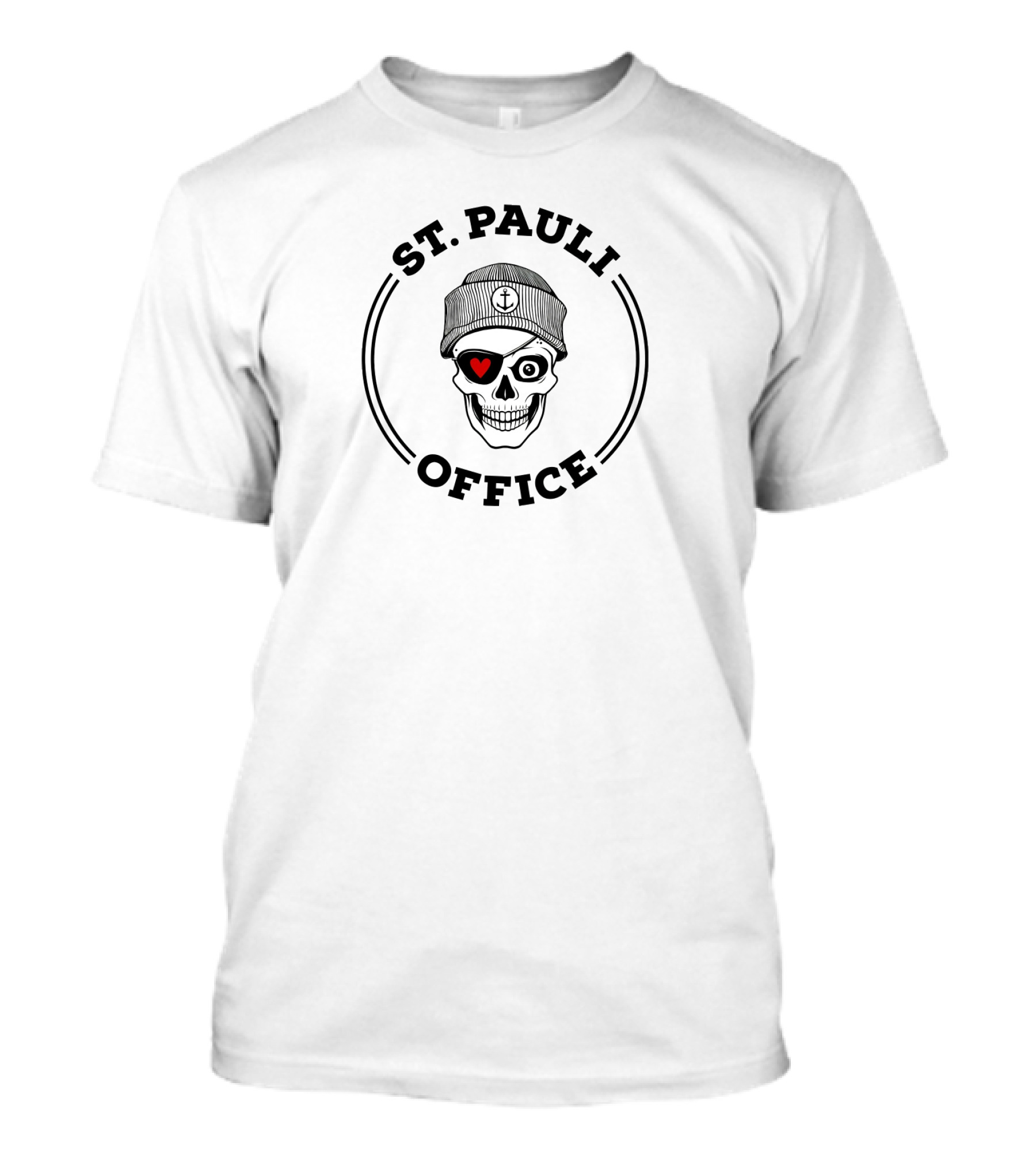 ST. PAULI OFFICE Skull With Anchor Beanie And Heart Eye Patch T-Shirt