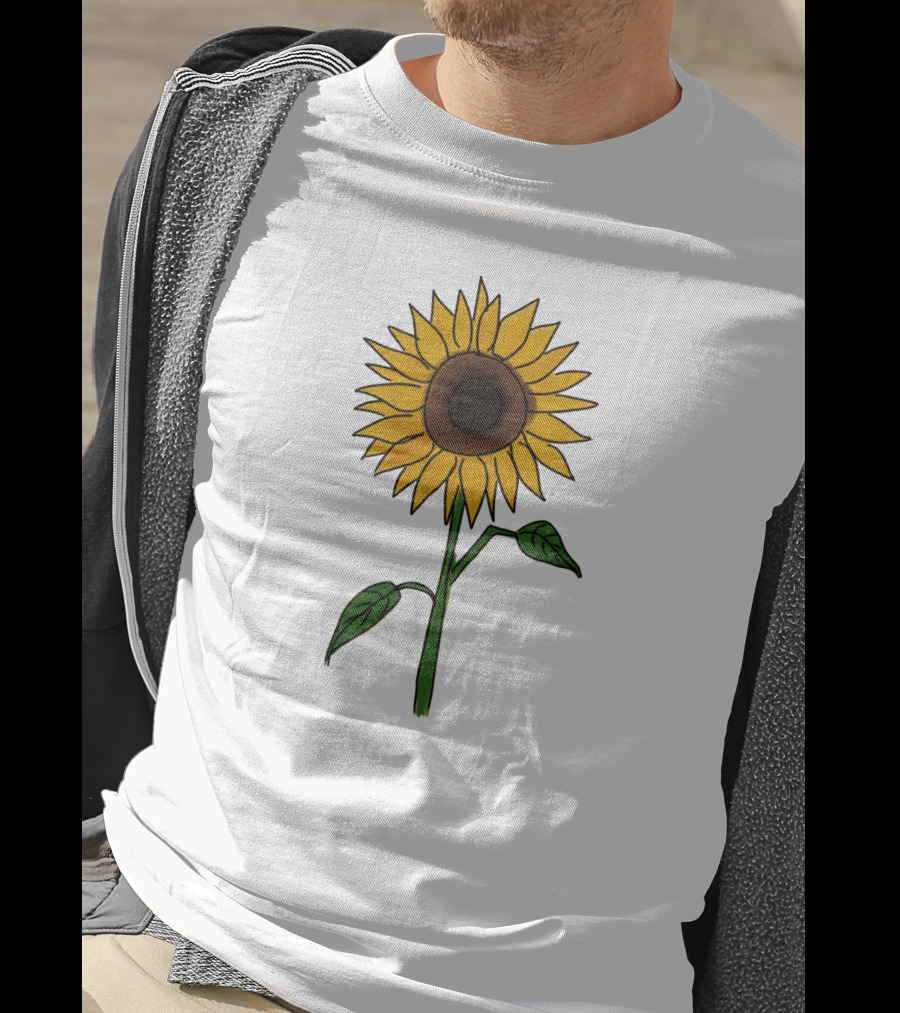 Sunflower Drawing Floral Botanical Nature T-Shirt