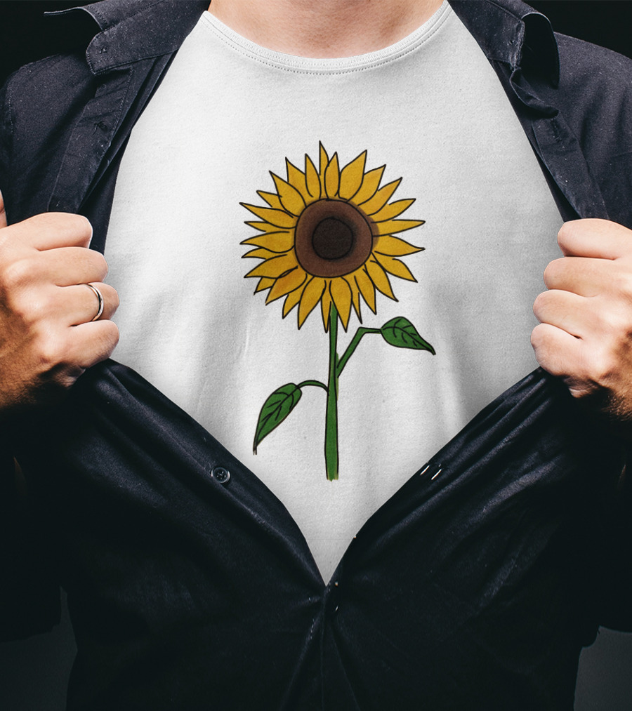 Sunflower Drawing Floral Botanical Nature T-Shirt