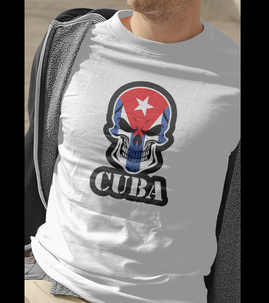 Cuba Skull With Cuban Flag And Star T-Shirt