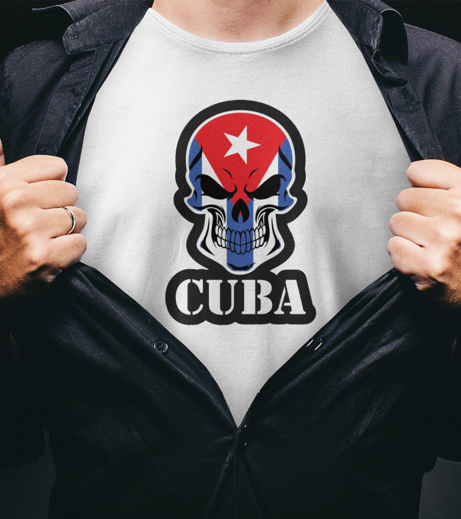 Cuba Skull With Cuban Flag And Star T-Shirt
