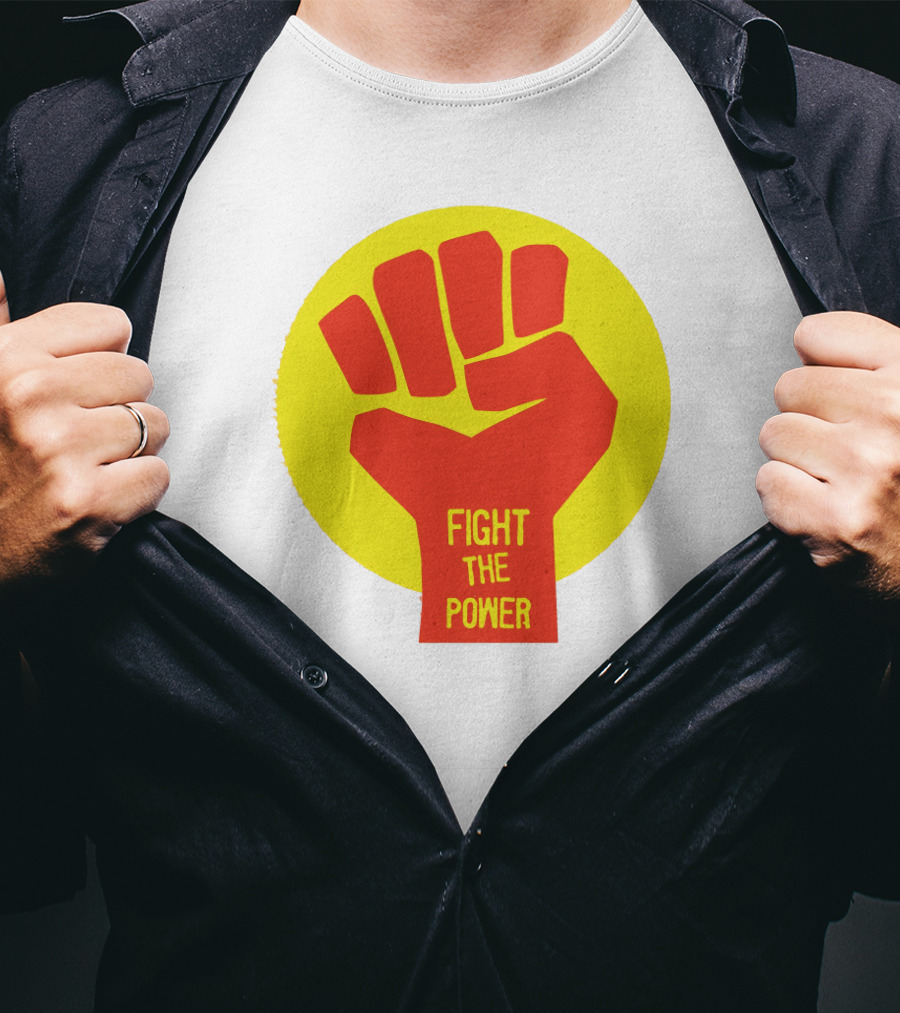 Fight The Power Fist Yellow Circle T-Shirt