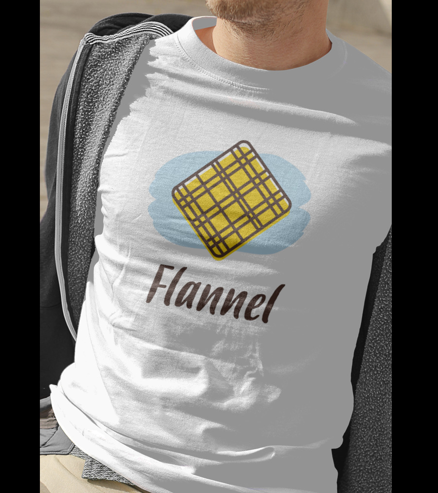 Flannel Yellow Plaid Pattern With Blue Background T-Shirt