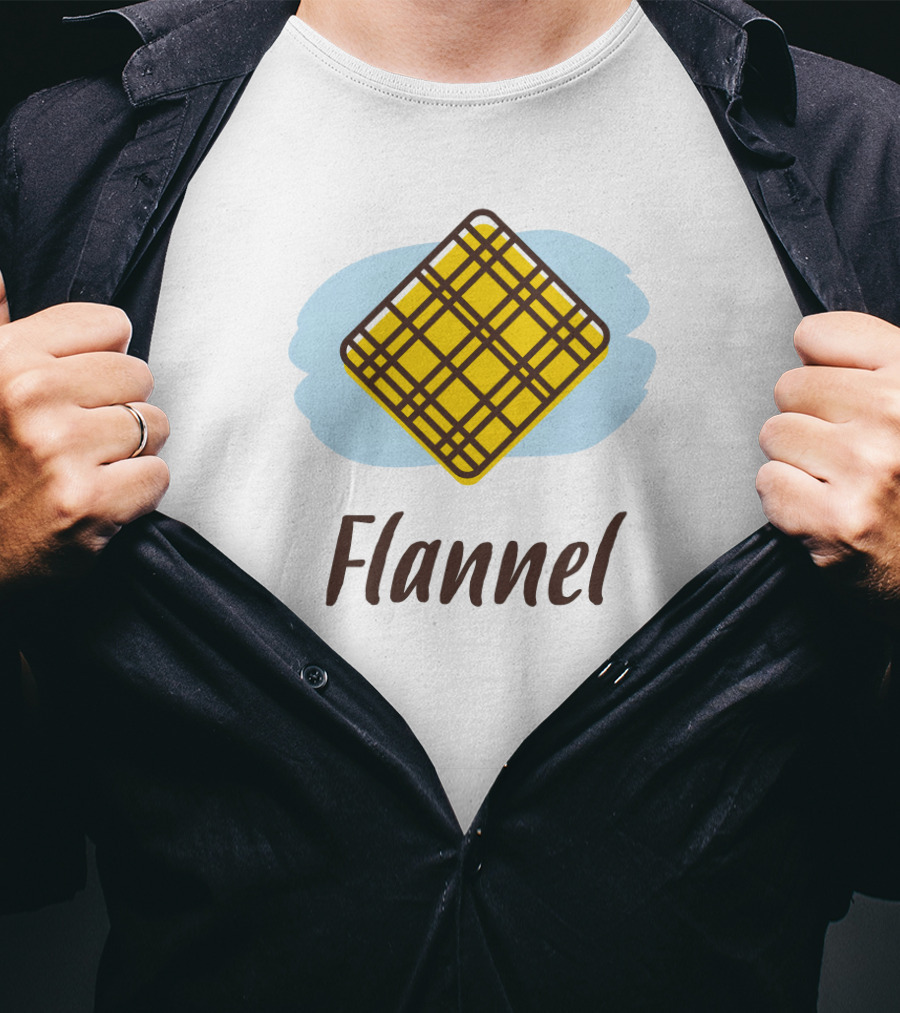 Flannel Yellow Plaid Pattern With Blue Background T-Shirt