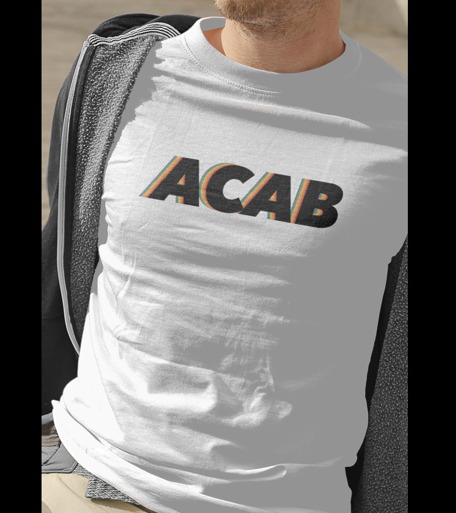 ACAB Retro Style Text With Multicolor Stripes T-Shirt
