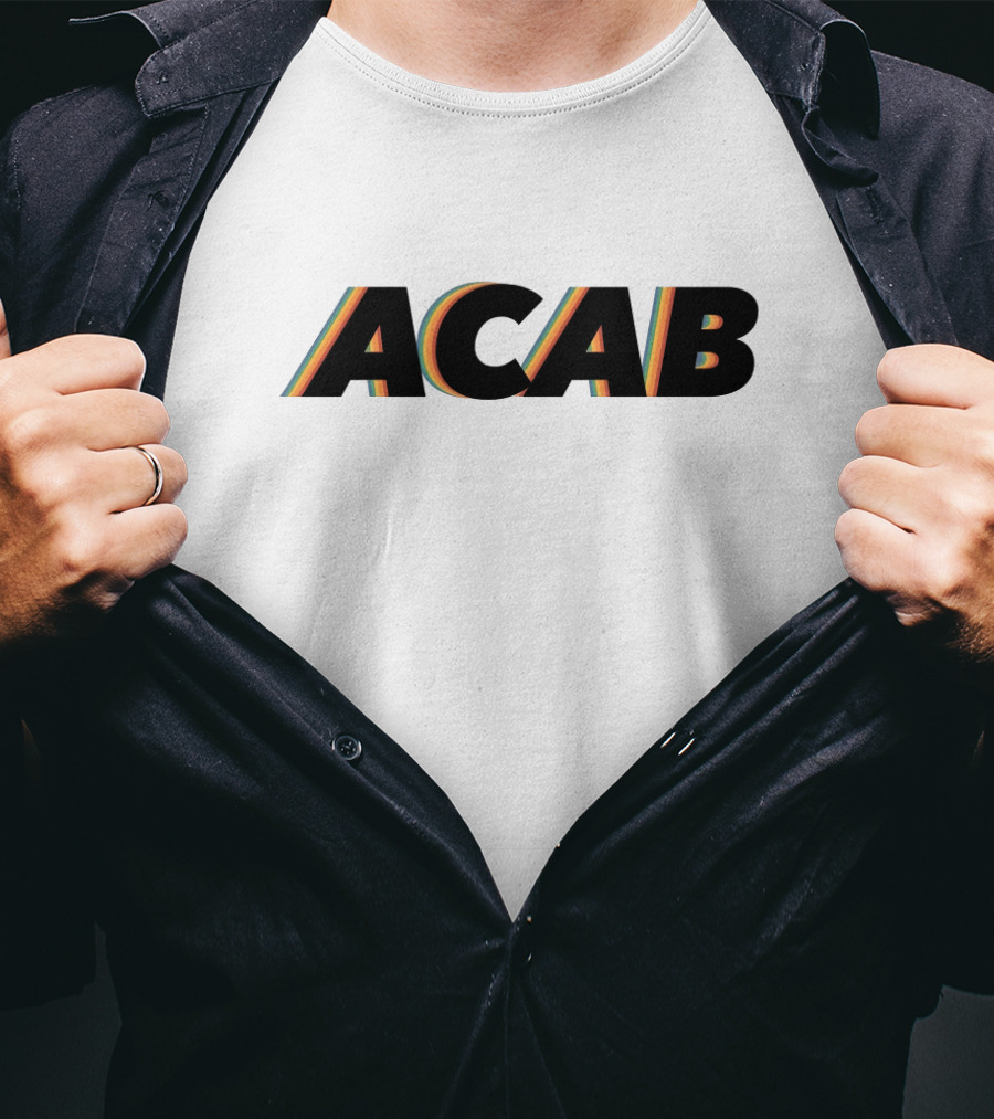 ACAB Retro Style Text With Multicolor Stripes T-Shirt