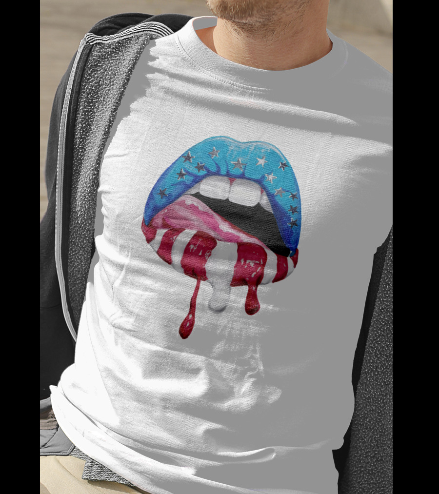 'Merica Lips Stars And Stripes USA Flag T-Shirt
