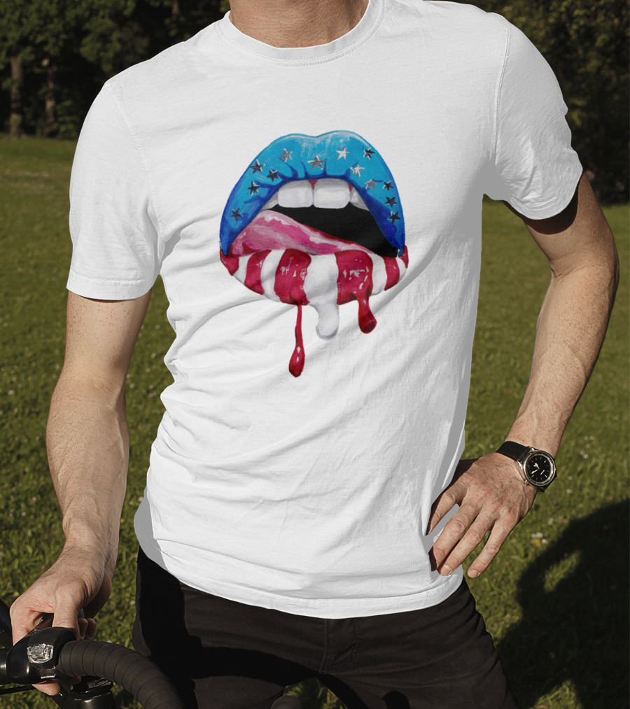 'Merica Lips Stars And Stripes USA Flag T-Shirt