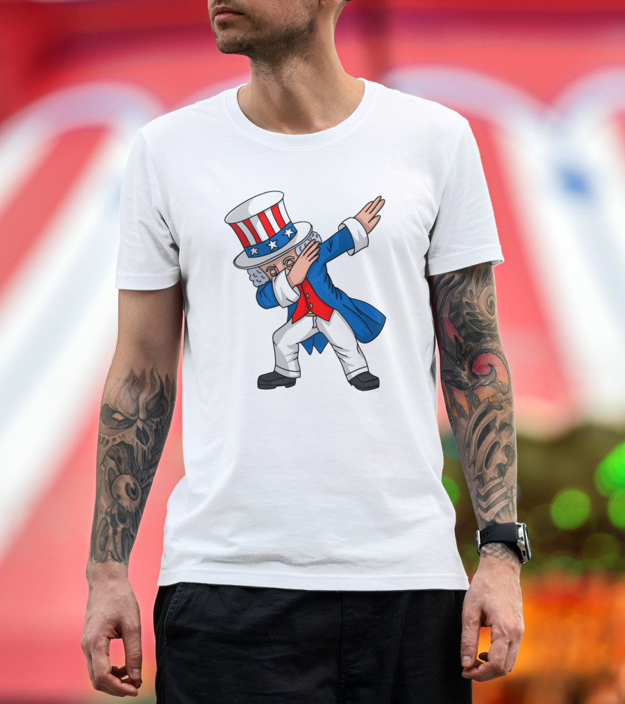 Uncle Sam Dabbing Boys 4th of July T-Shirt
