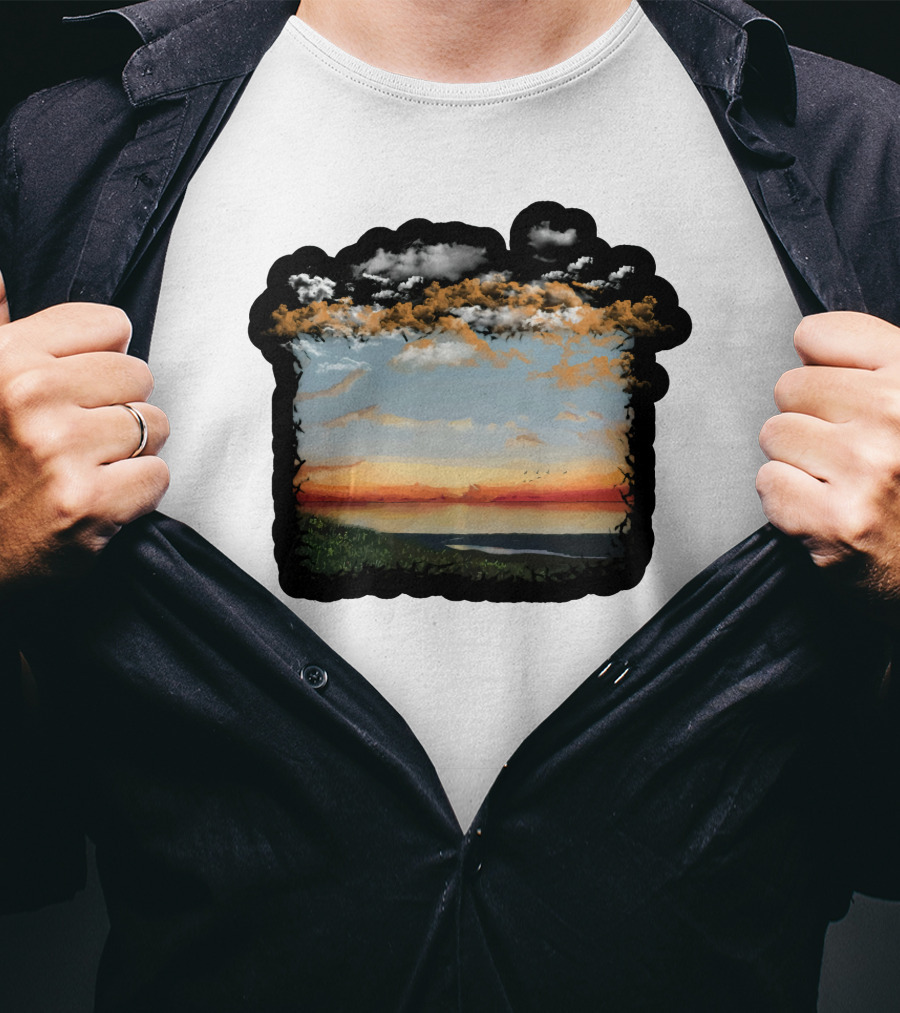 Big Assawoman Bay Sunset Landscape Scene T-Shirt