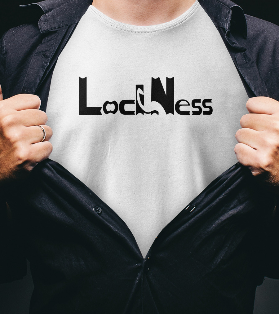 Loch Ness Monster Silhouette Typography T-Shirt