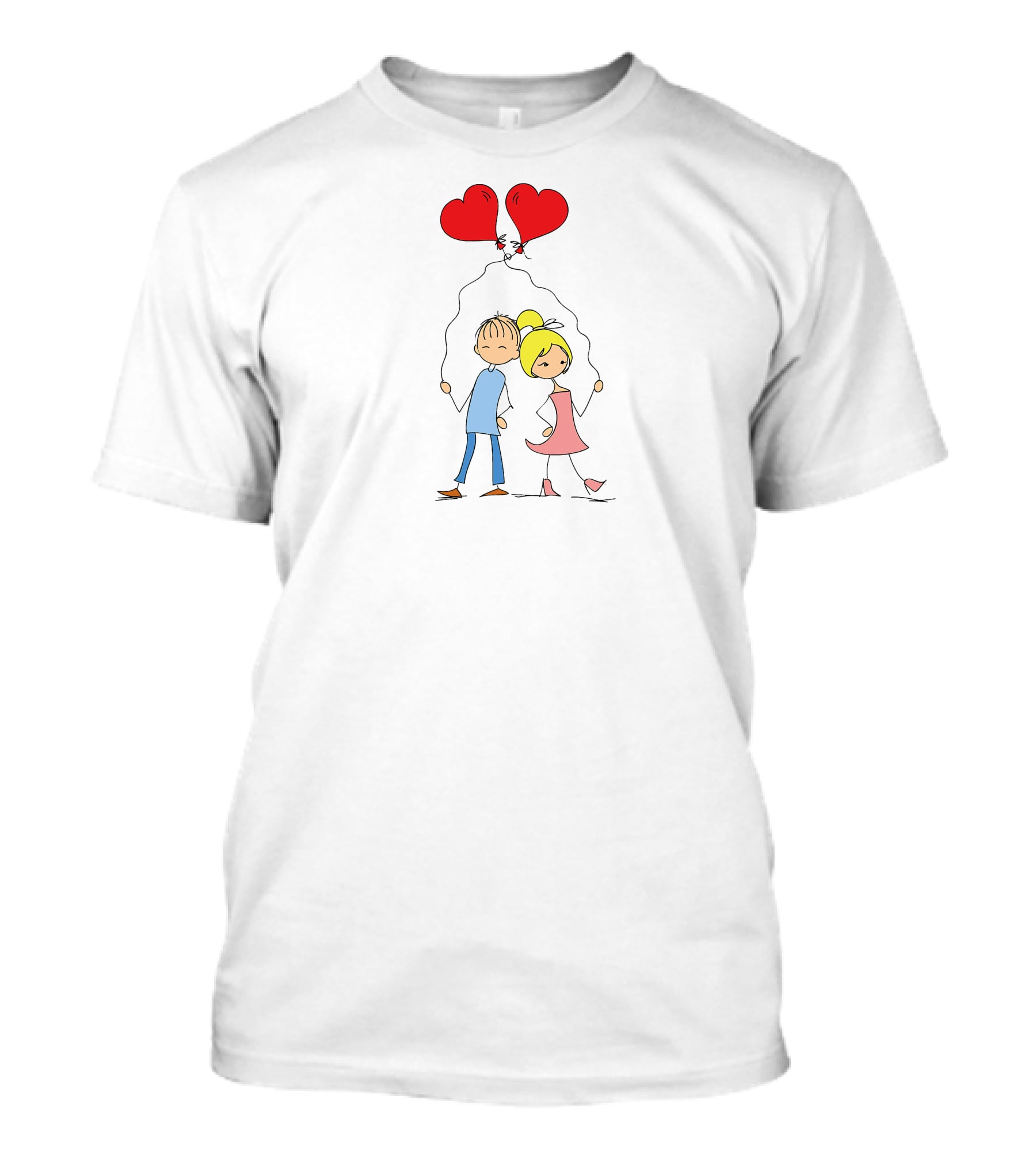 Couple With Heart-Shaped Balloons T-Shirt