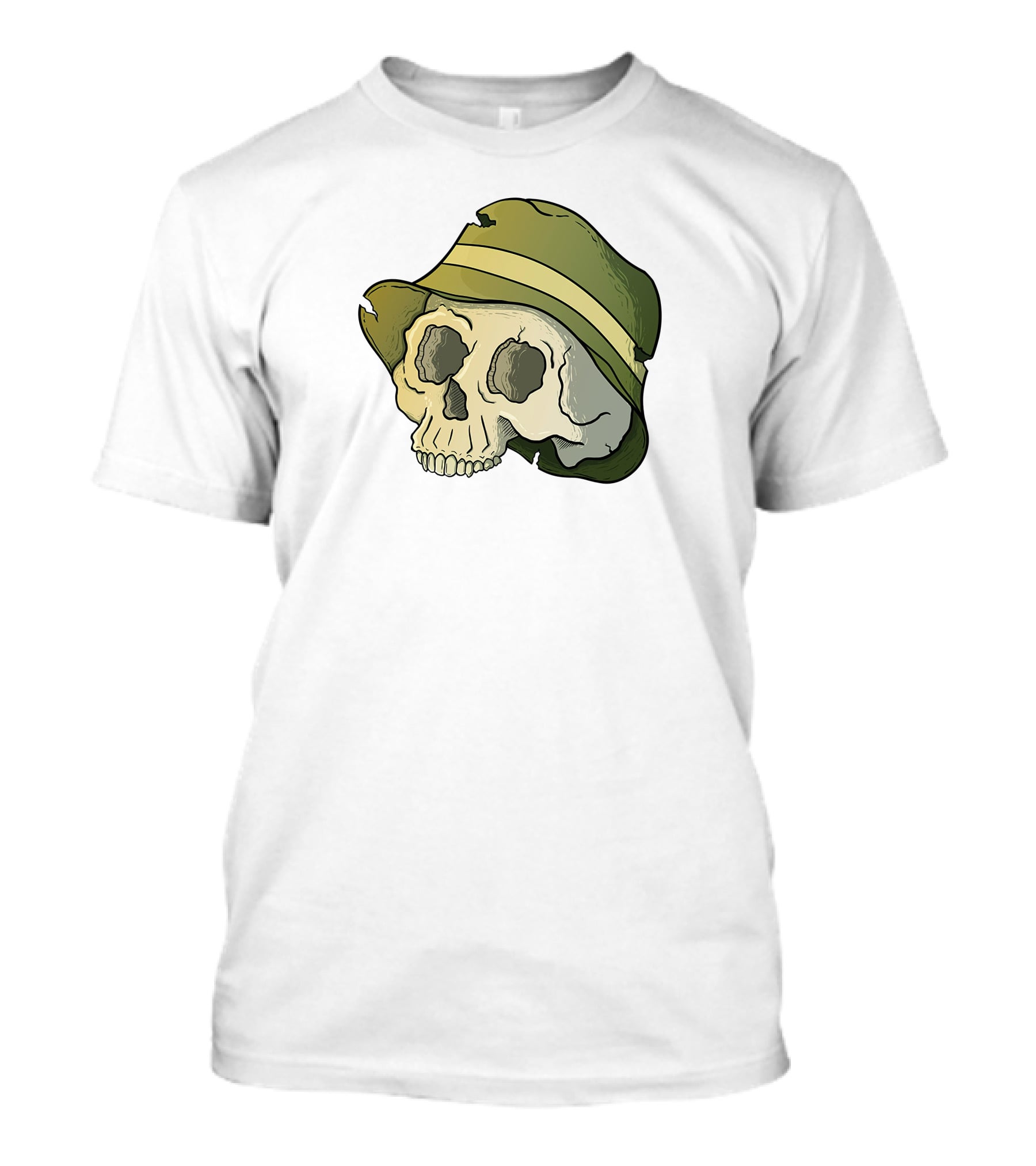 Skull Wearing A Green Bucket Hat T-Shirt