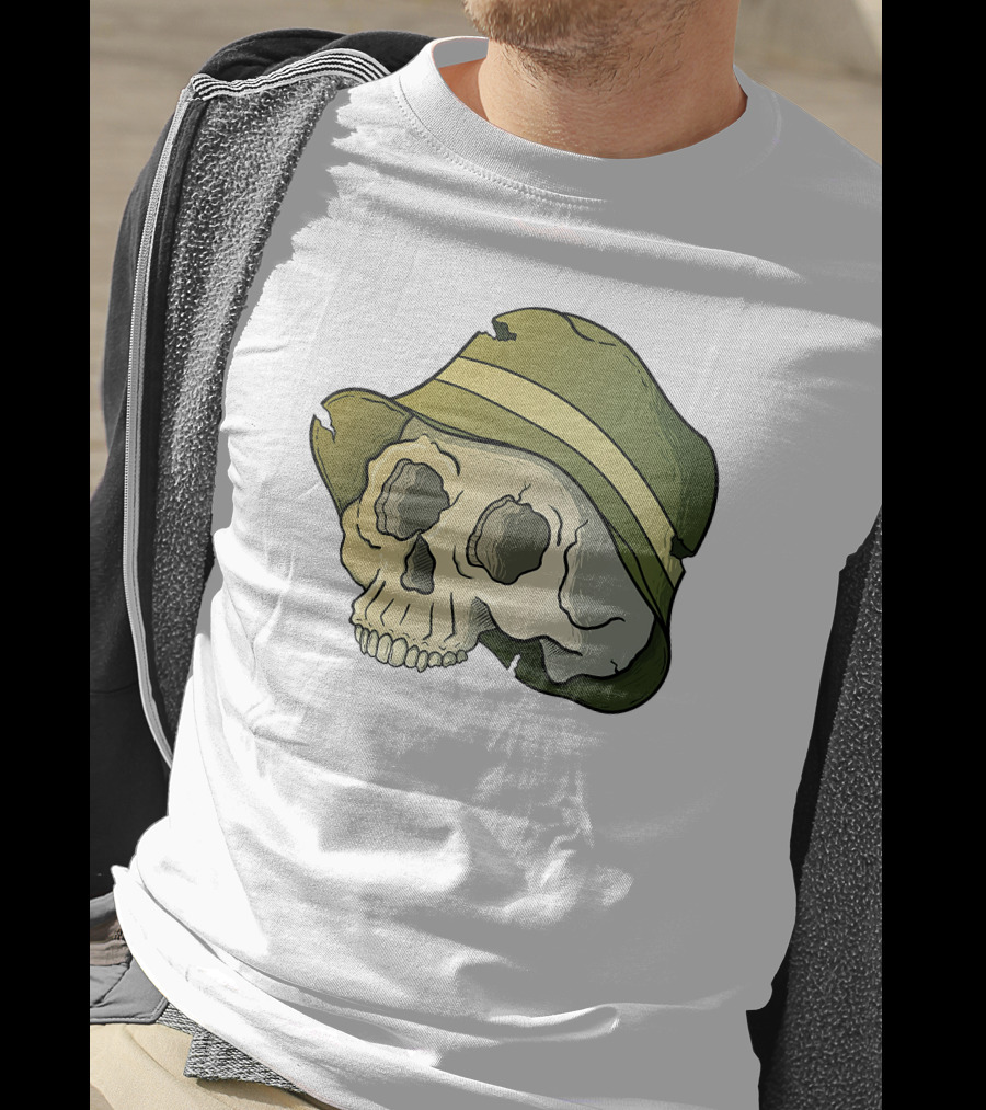 Skull Wearing A Green Bucket Hat T-Shirt