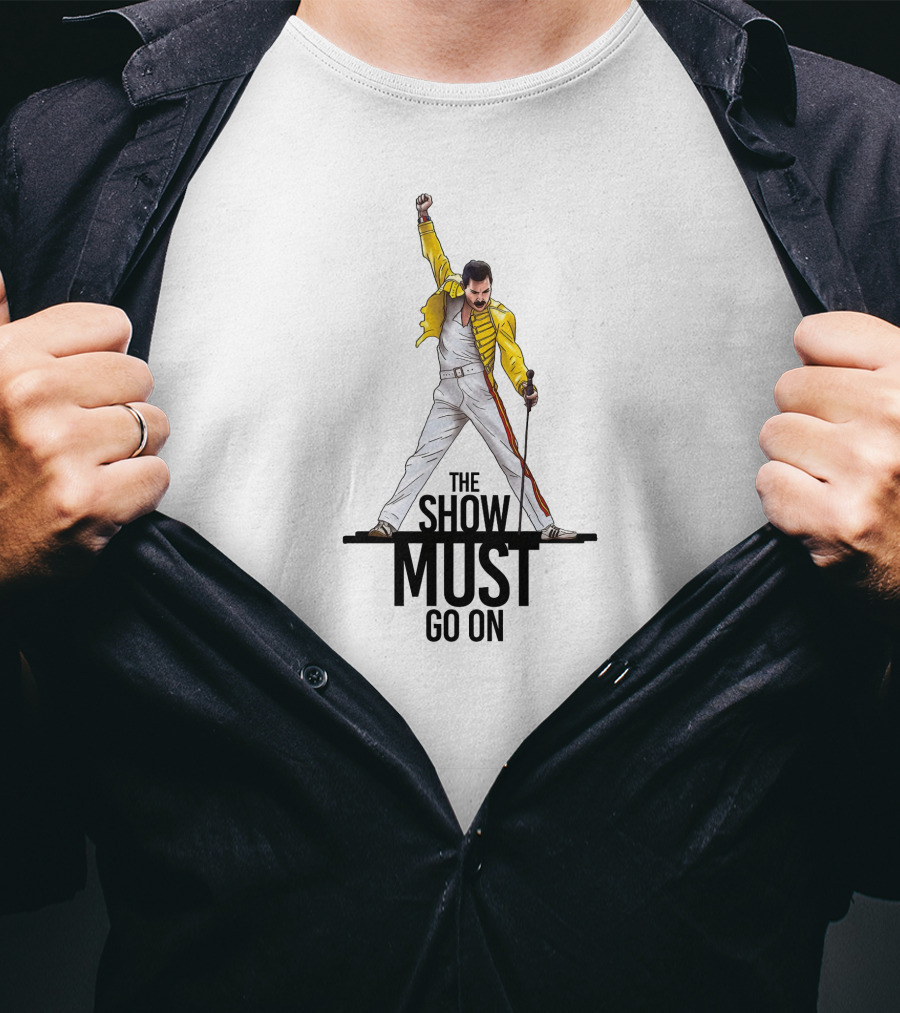 The Show Must Go On Iconic Yellow Jacket Pose T-Shirt