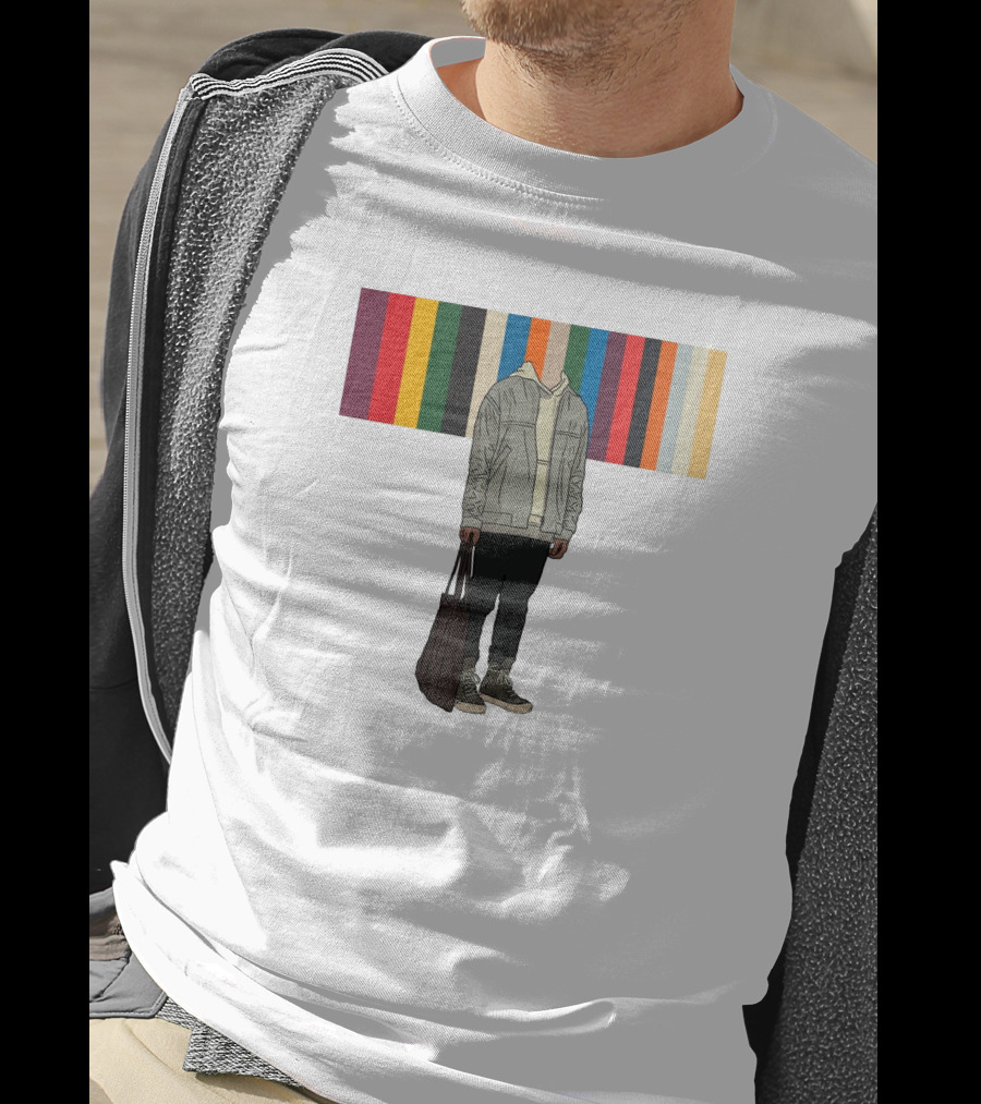 Streetwear Minimalist Hoodie And Joggers With Colorful Stripes T-Shirt