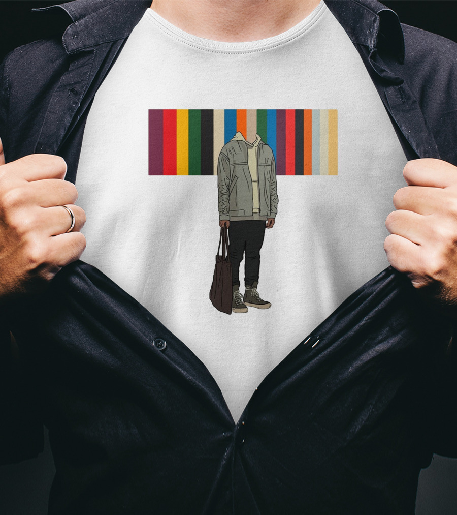 Streetwear Minimalist Hoodie And Joggers With Colorful Stripes T-Shirt