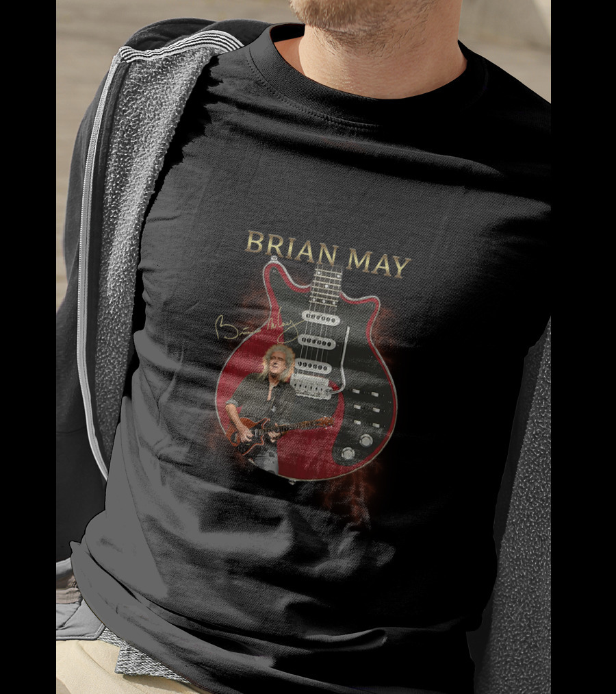 BRIAN MAY Signature Guitar Photo Red Special Electric Guitar Image T-Shirt