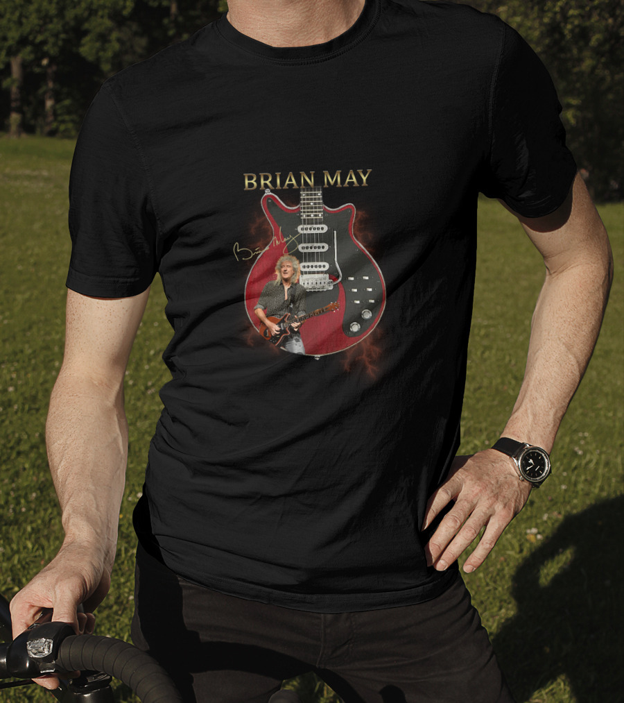 BRIAN MAY Signature Guitar Photo Red Special Electric Guitar Image T-Shirt