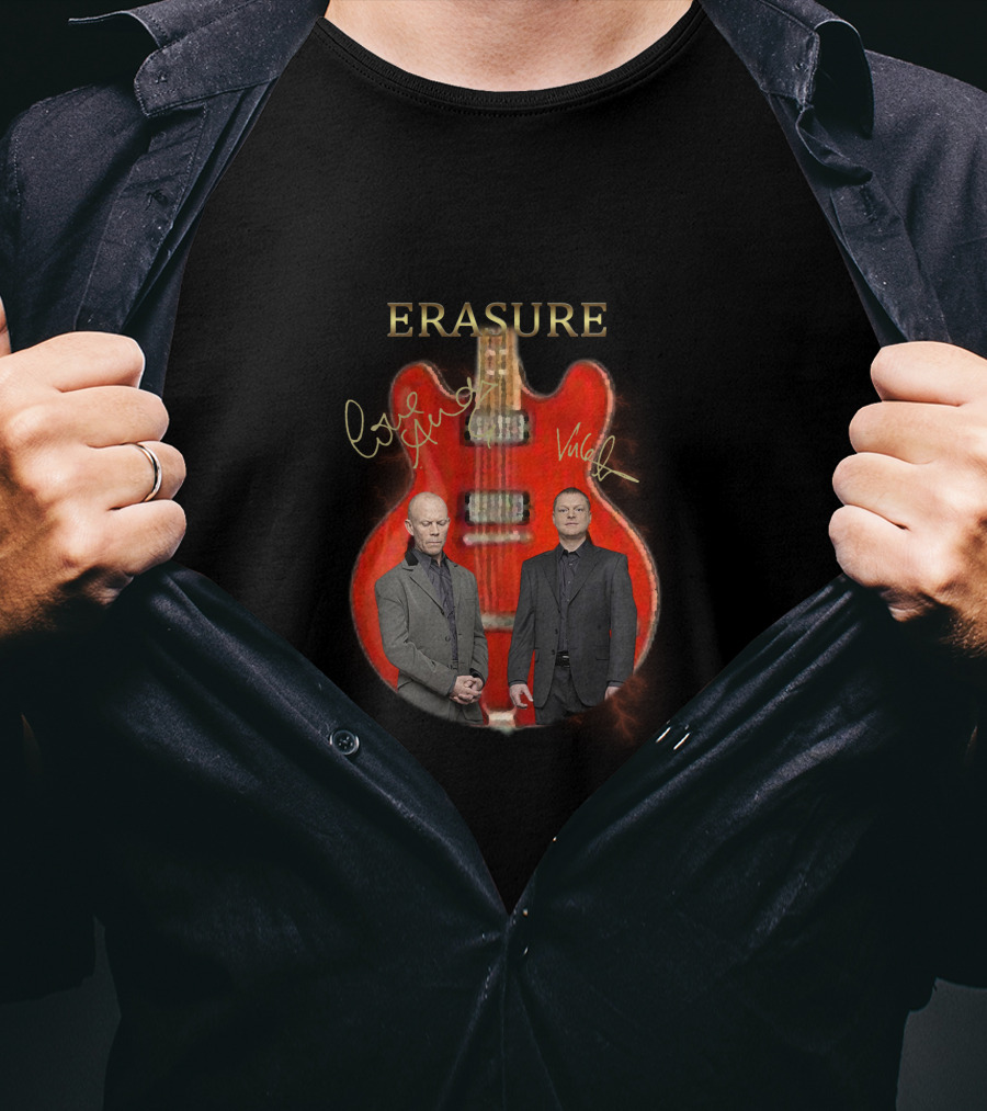 ERASURE Red Guitar Duo Autograph T-Shirt