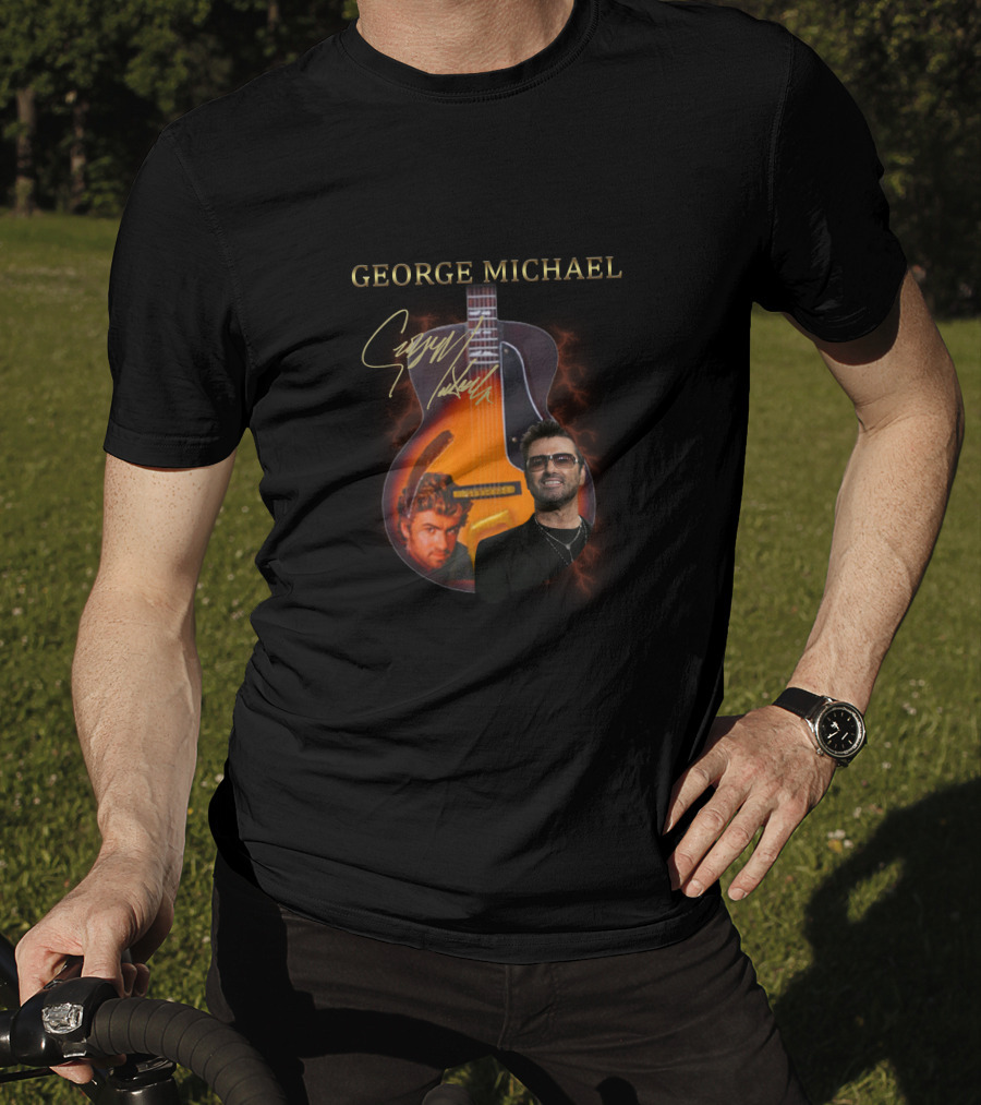 George Michael Signature Guitar Collage T-Shirt
