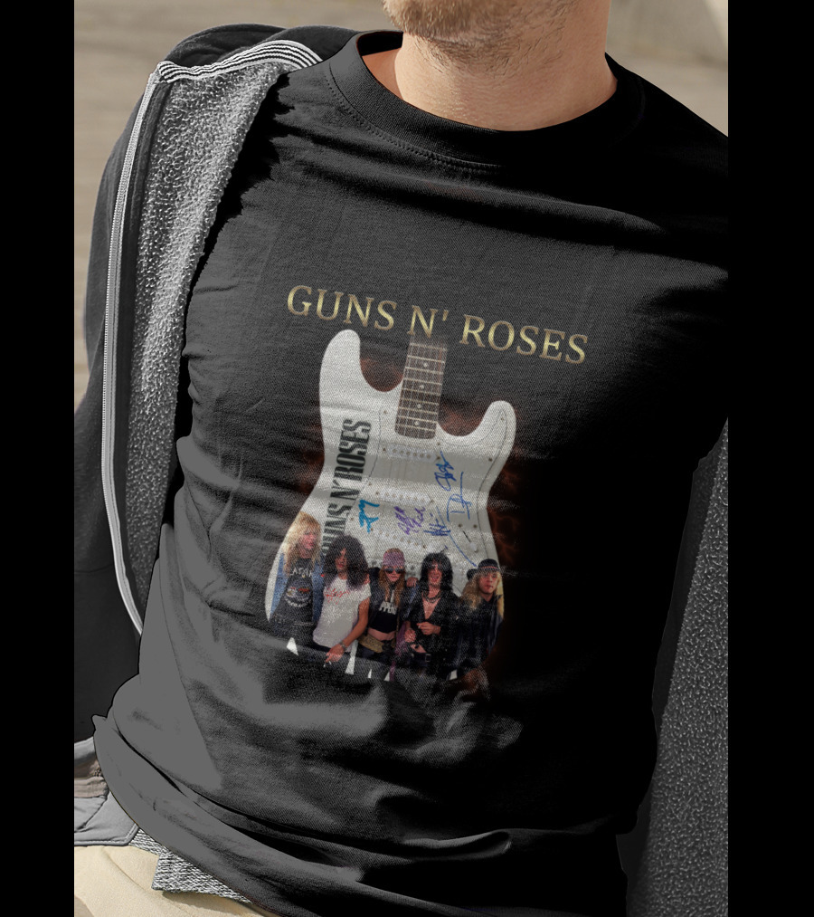 Guns N' Roses Guitar With Band Members T-Shirt