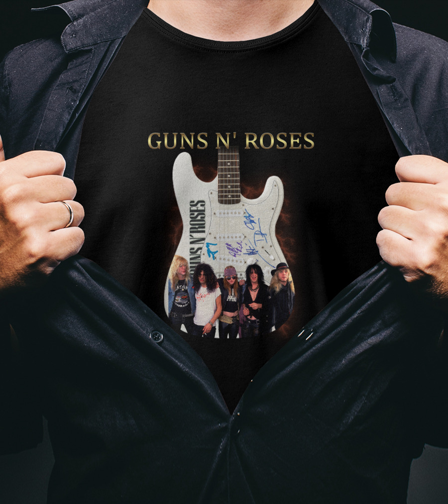 Guns N' Roses Guitar With Band Members T-Shirt