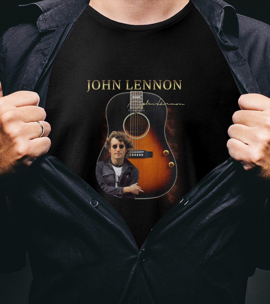 John Lennon Signature Acoustic Guitar T-Shirt