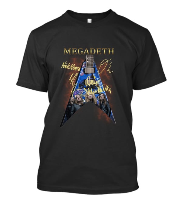 Megadeth Nick Menza Dave Mustaine Signature Guitar Band Image T-Shirt