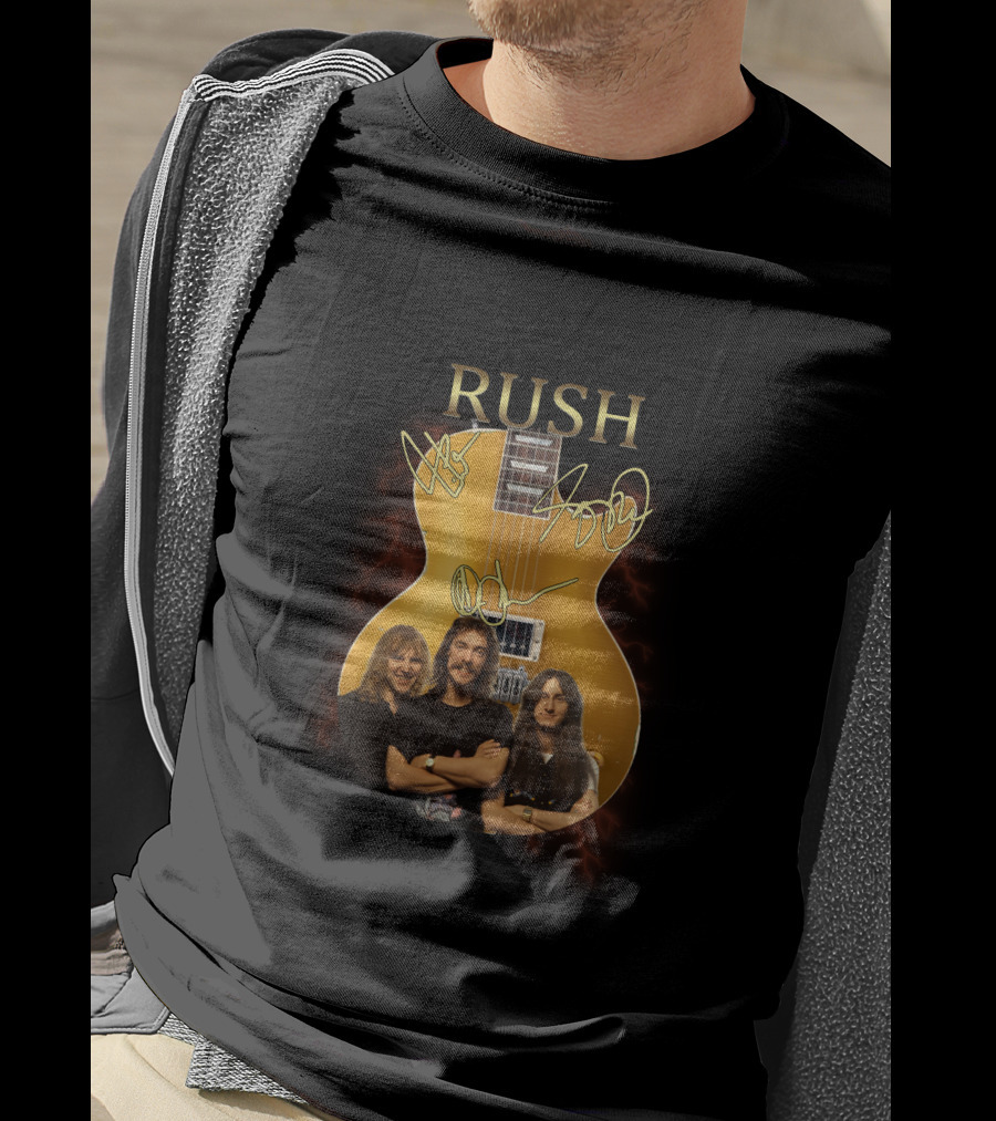 Rush Signature Guitar With Band Members And Autographs T-Shirt