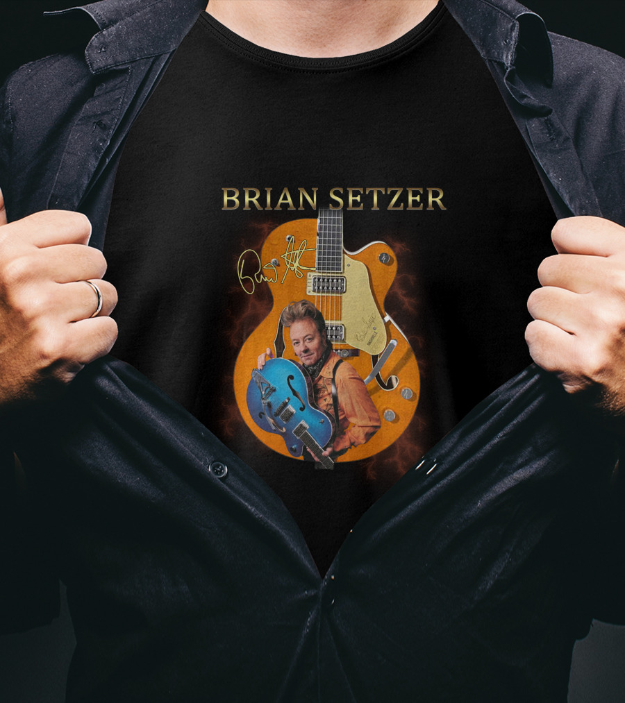 Brian Setzer Guitar Image T-Shirt
