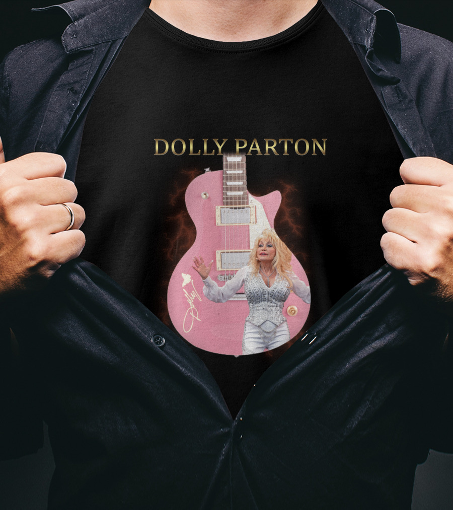 Dolly Parton Pink Guitar Signature T-Shirt