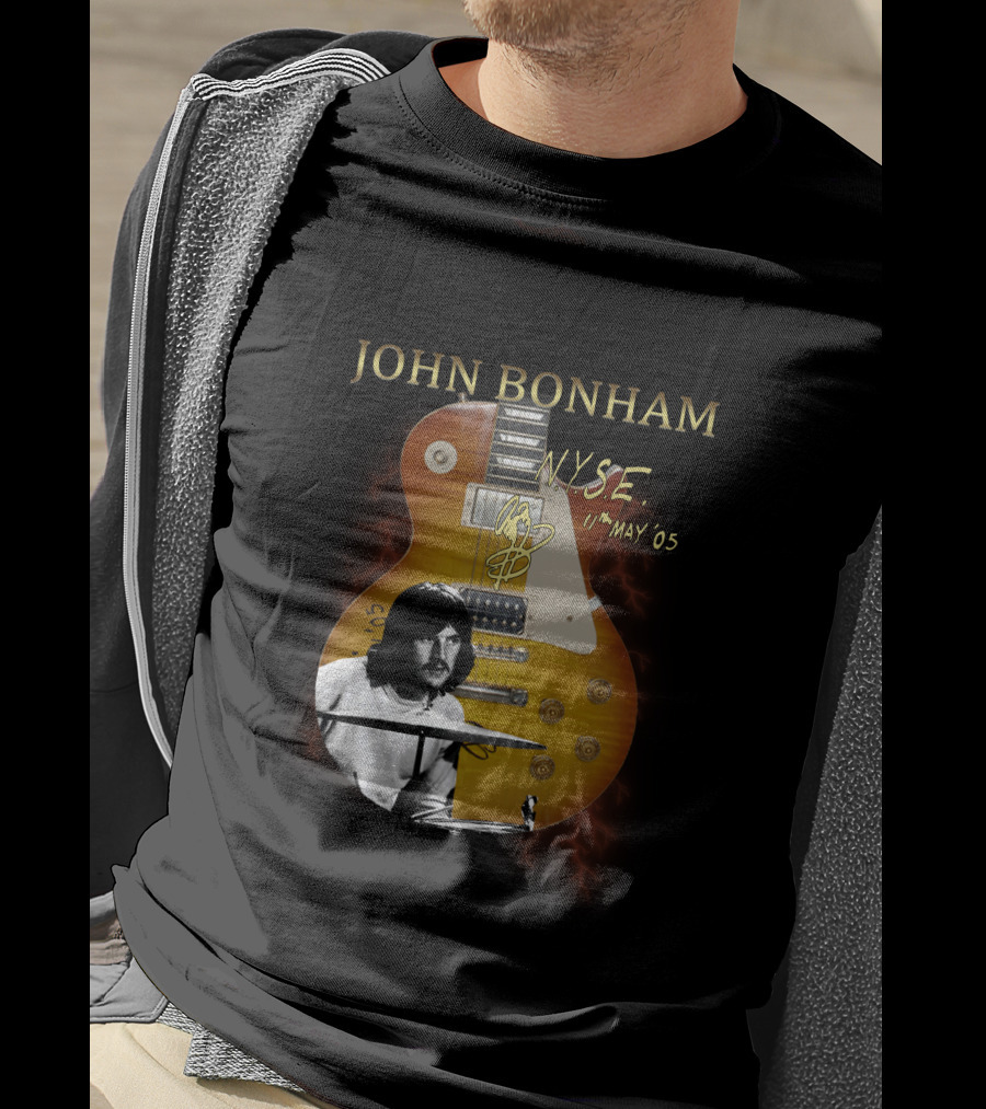 John Bonham NYSE 11th May '05 Signature Guitar Image T-Shirt