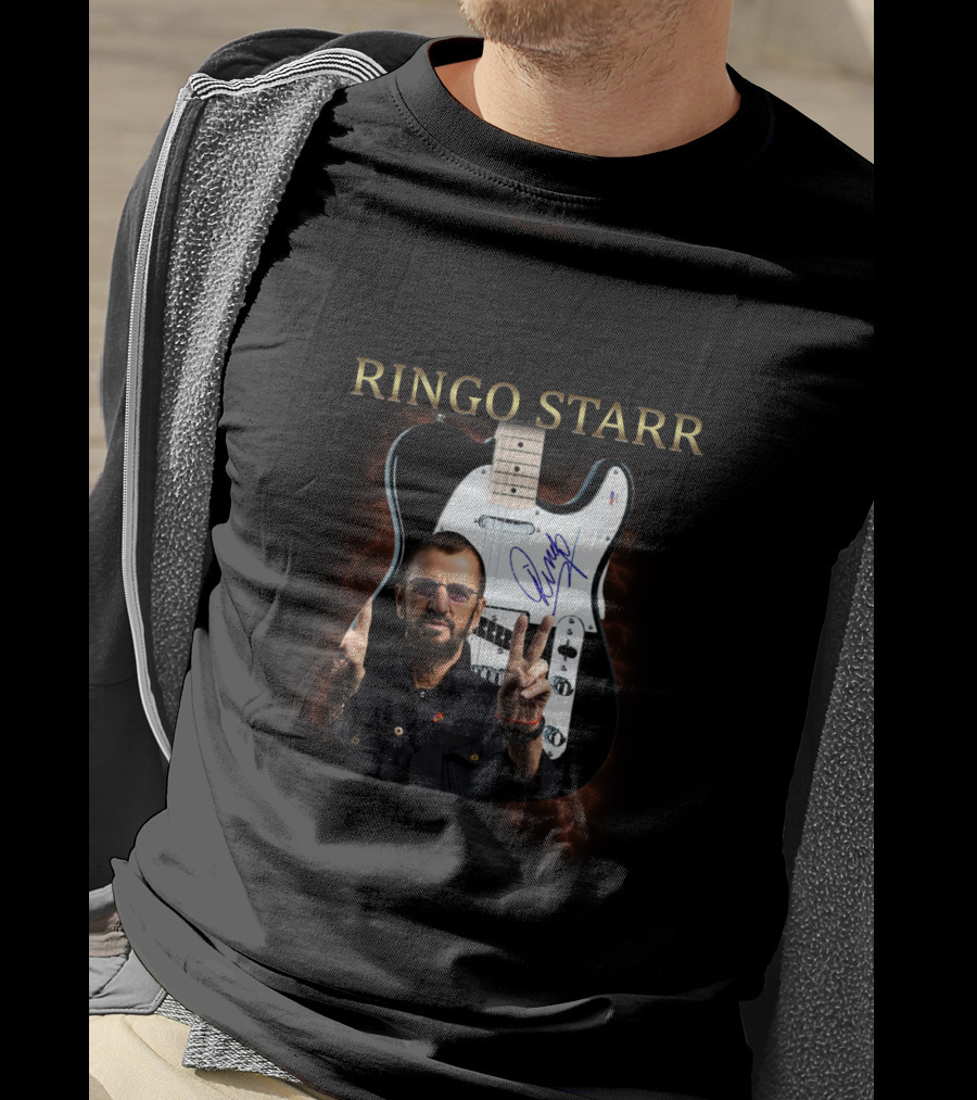Ringo Starr Signature Guitar With Peace Sign Image T-Shirt