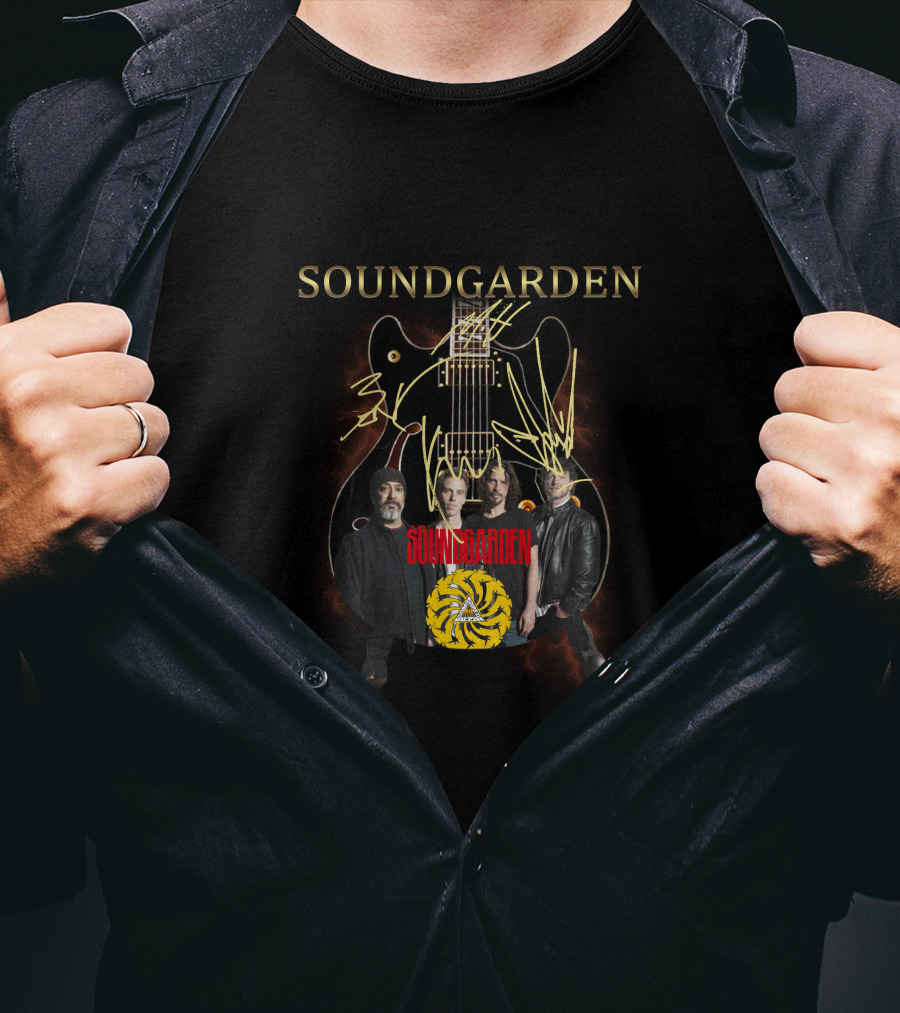 Soundgarden Guitar With Band Members T-Shirt