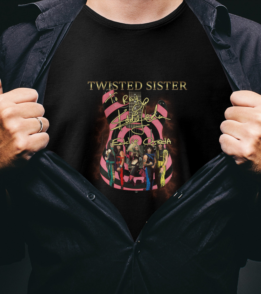 Twisted Sister To Ray Signature Eddie Ojeda Guitar With Band T-Shirt