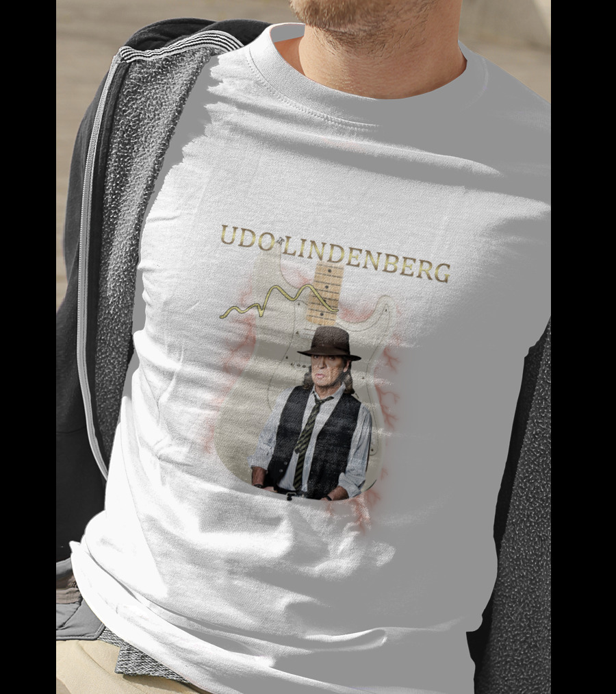 Udo Lindenberg Electric Guitar With Hat And Vest T-Shirt