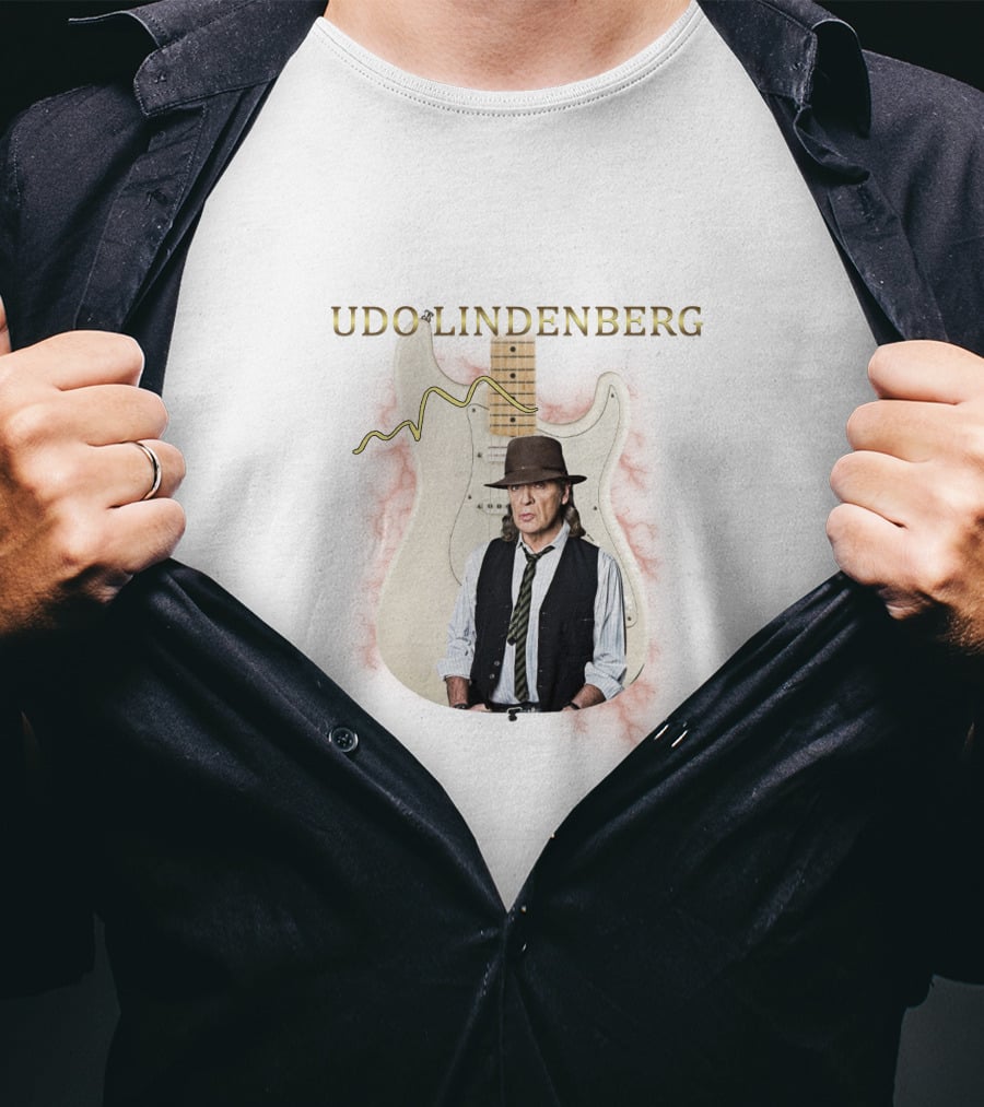 Udo Lindenberg Electric Guitar With Hat And Vest T-Shirt