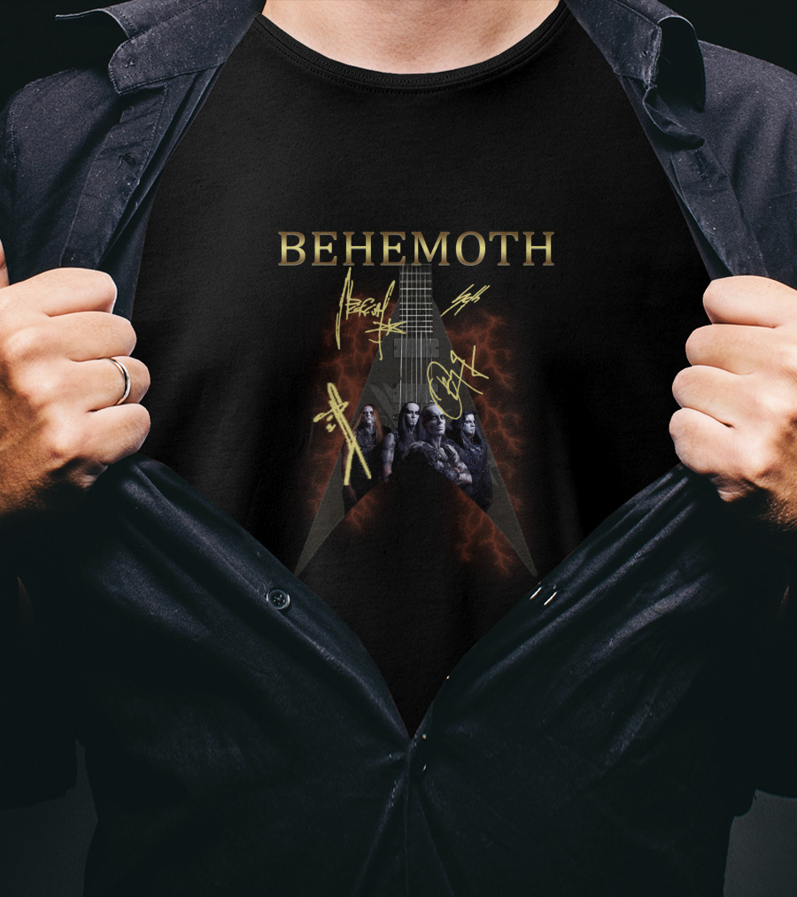 BEHEMOTH Band Members Electric Guitar Signatures T-Shirt