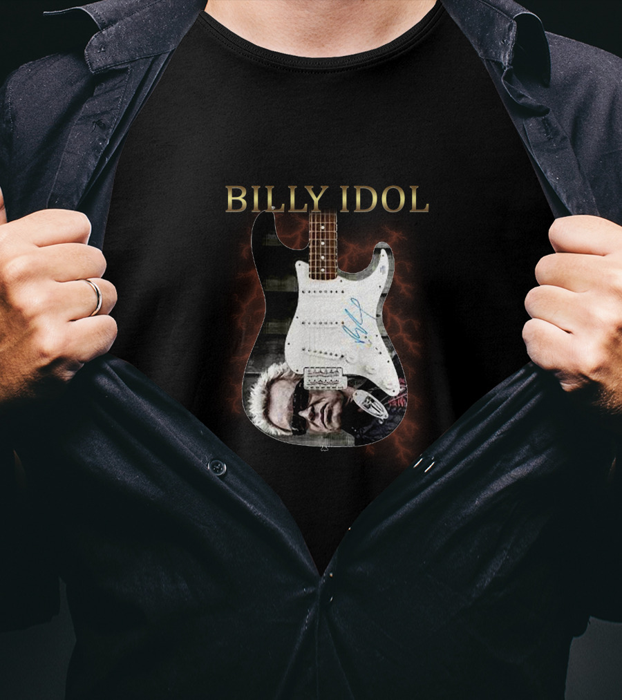 BILLY IDOL Electric Stage Guitar Signed Heroic T-Shirt