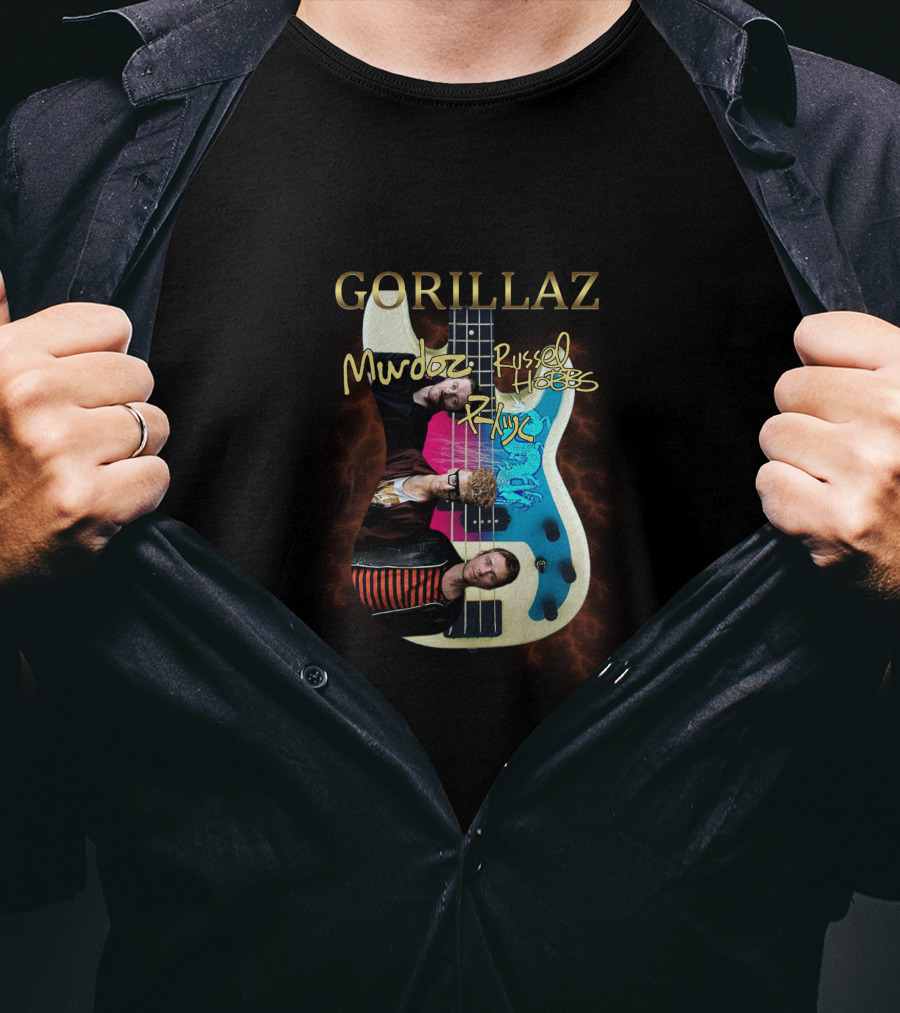 GORILLAZ Murdoc Russel Hobbs Rhys Guitar T-Shirt