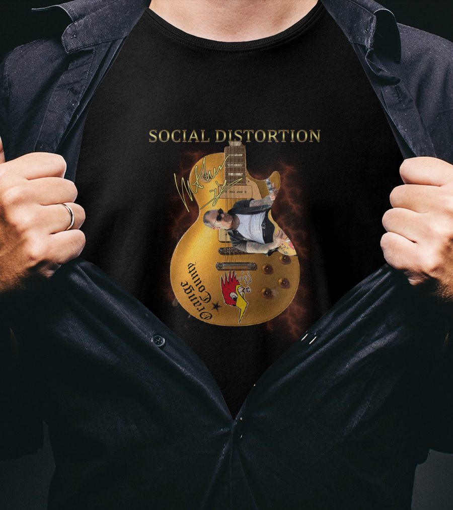 Social Distortion Authentic Guitar Signature Northern Cali Punk Rock T-Shirt