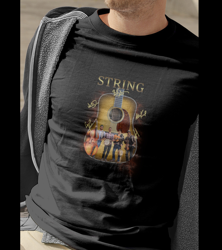 STRING Signature Guitar Band Autographs T-Shirt